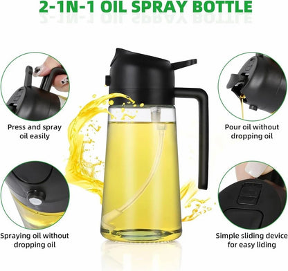 Glass 2 In 1 Oil Dispenser, 500 mL, For Home