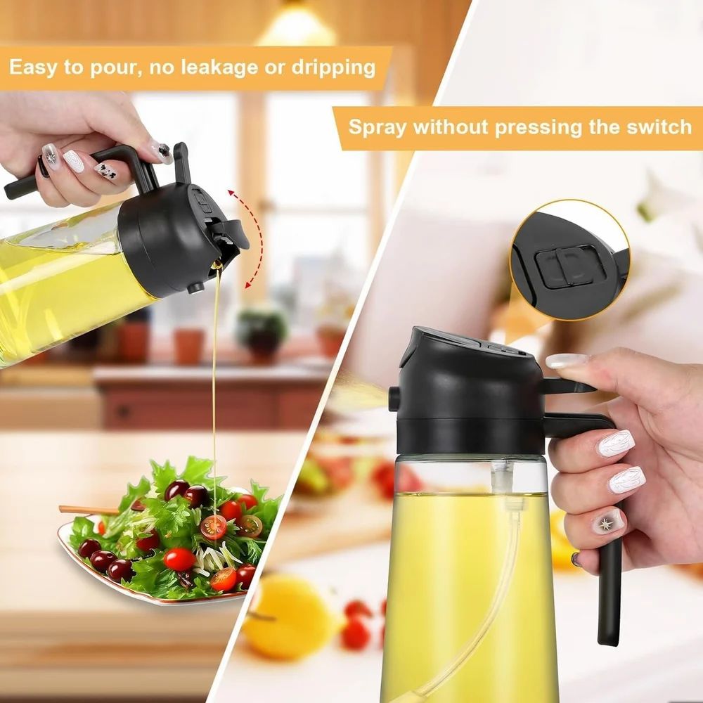 Glass 2 In 1 Oil Dispenser, 500 mL, For Home