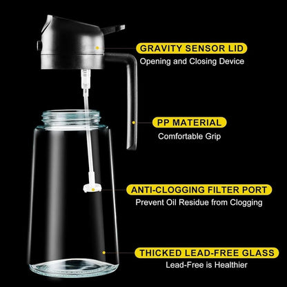 Glass 2 In 1 Oil Dispenser, 500 mL, For Home